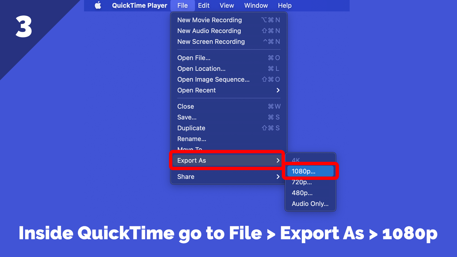 Go to File > Export As > 1080p